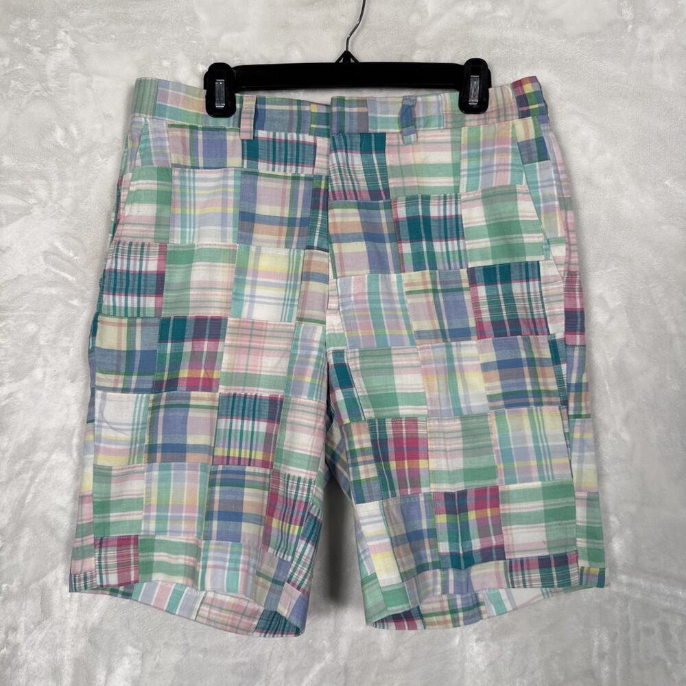Pendleton Men's Plaid Pastel Patchwork Flat Front Casual Shorts Size 43 Preppy